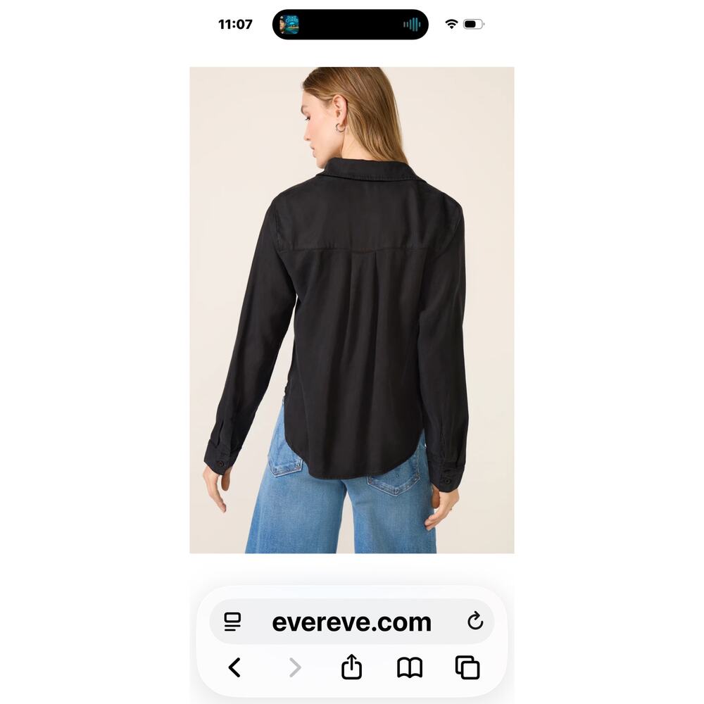 Evereve Cloth & Stone Lace Up Top Tencel Blouse Olive Green Womens Size Small - Picture 10 of 10